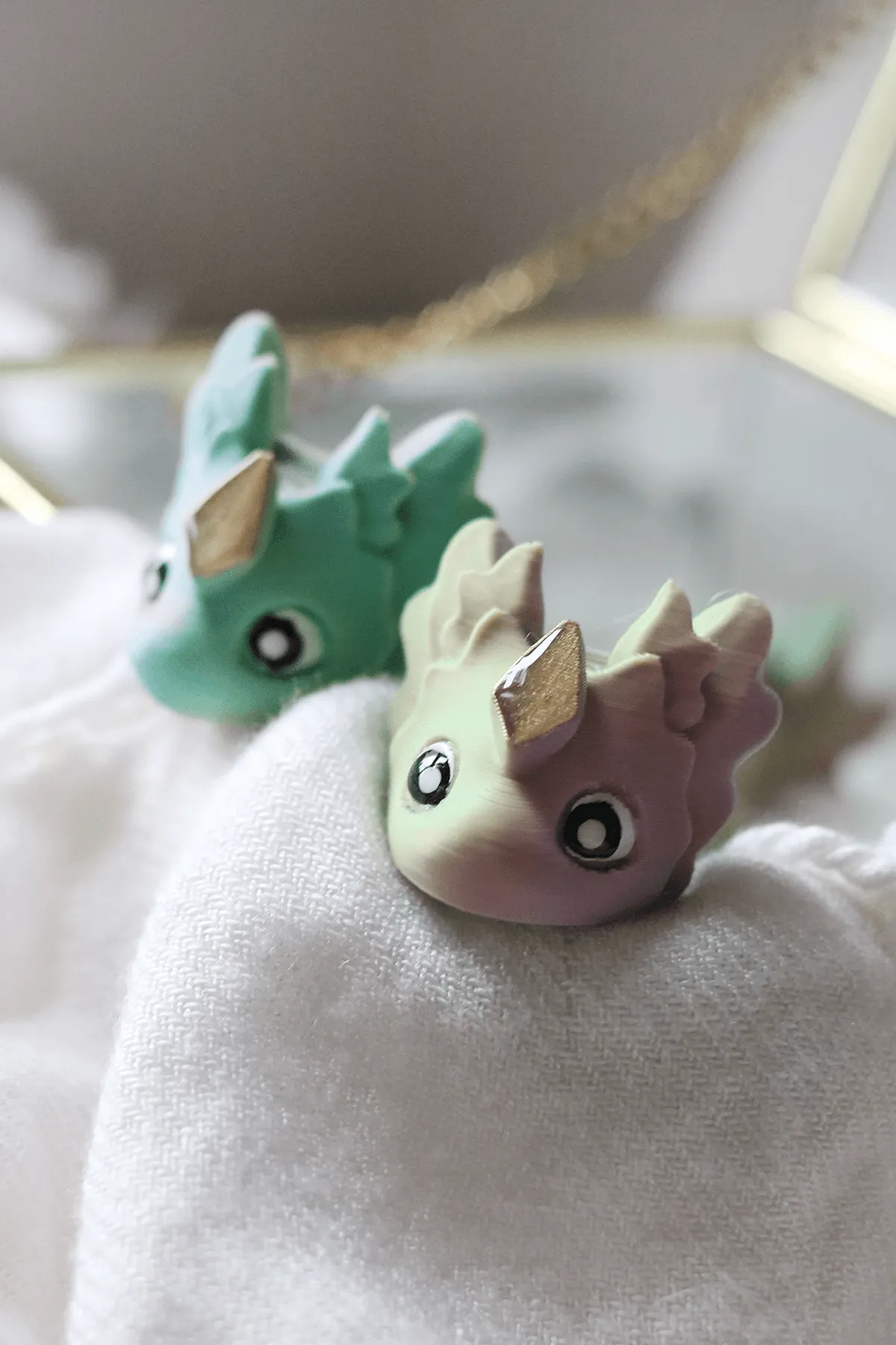3D Printed Gem Axolotl Fidget Pet in Misty Mint