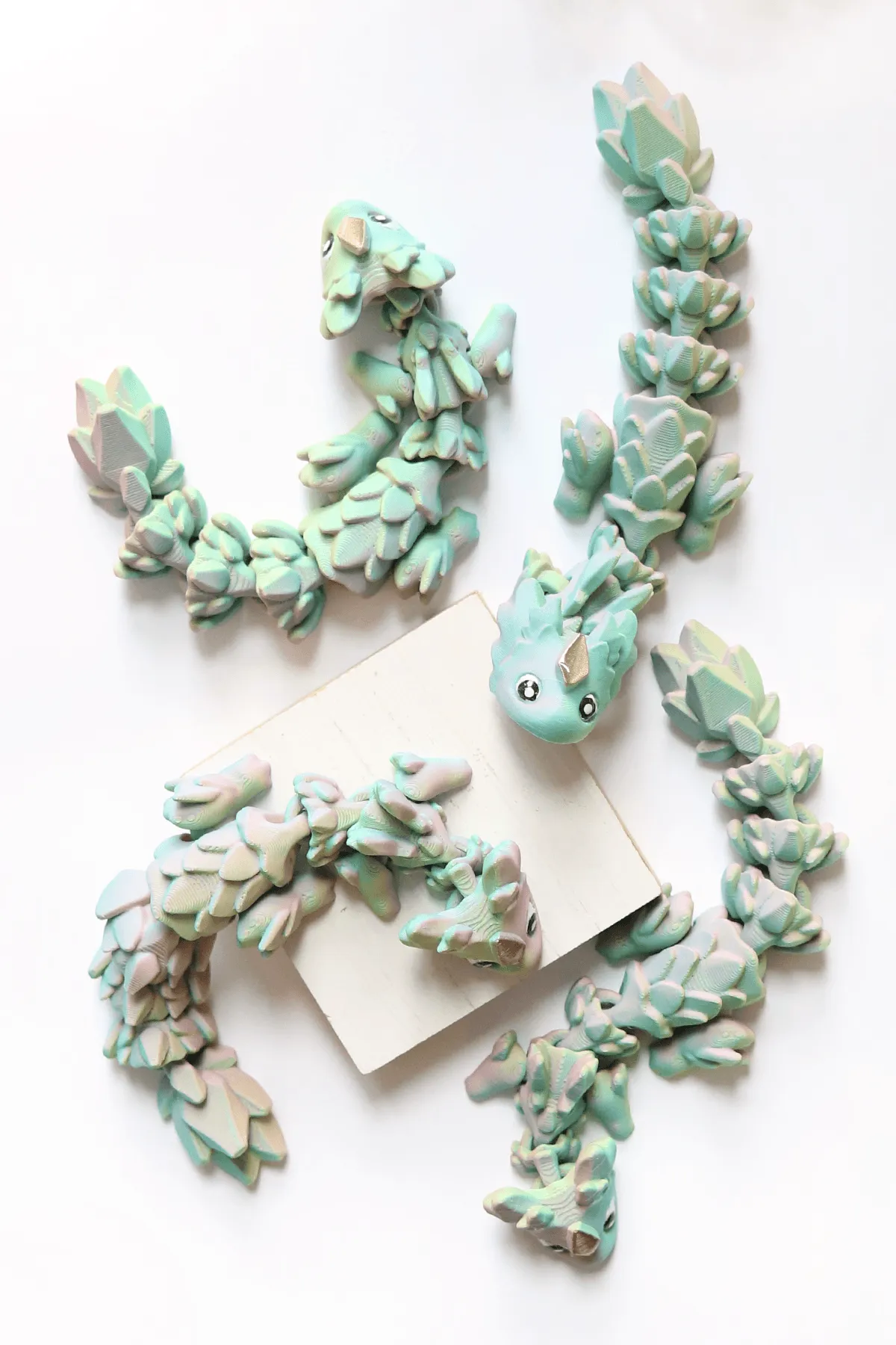 3D Printed Gem Axolotl Fidget Pet in Misty Mint