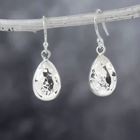 Artemis - Hammered Sterling Silver Drop Earrings - Dangle