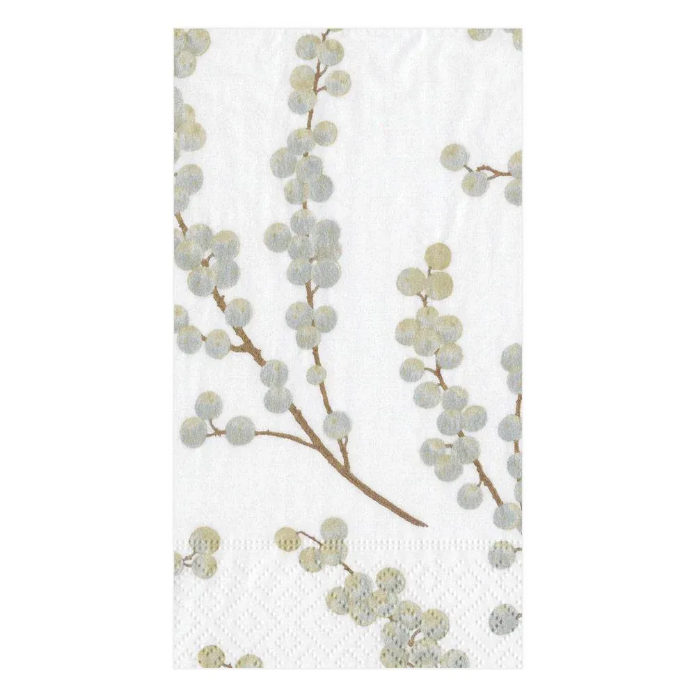 Berry Branches White Silver Guest Towel