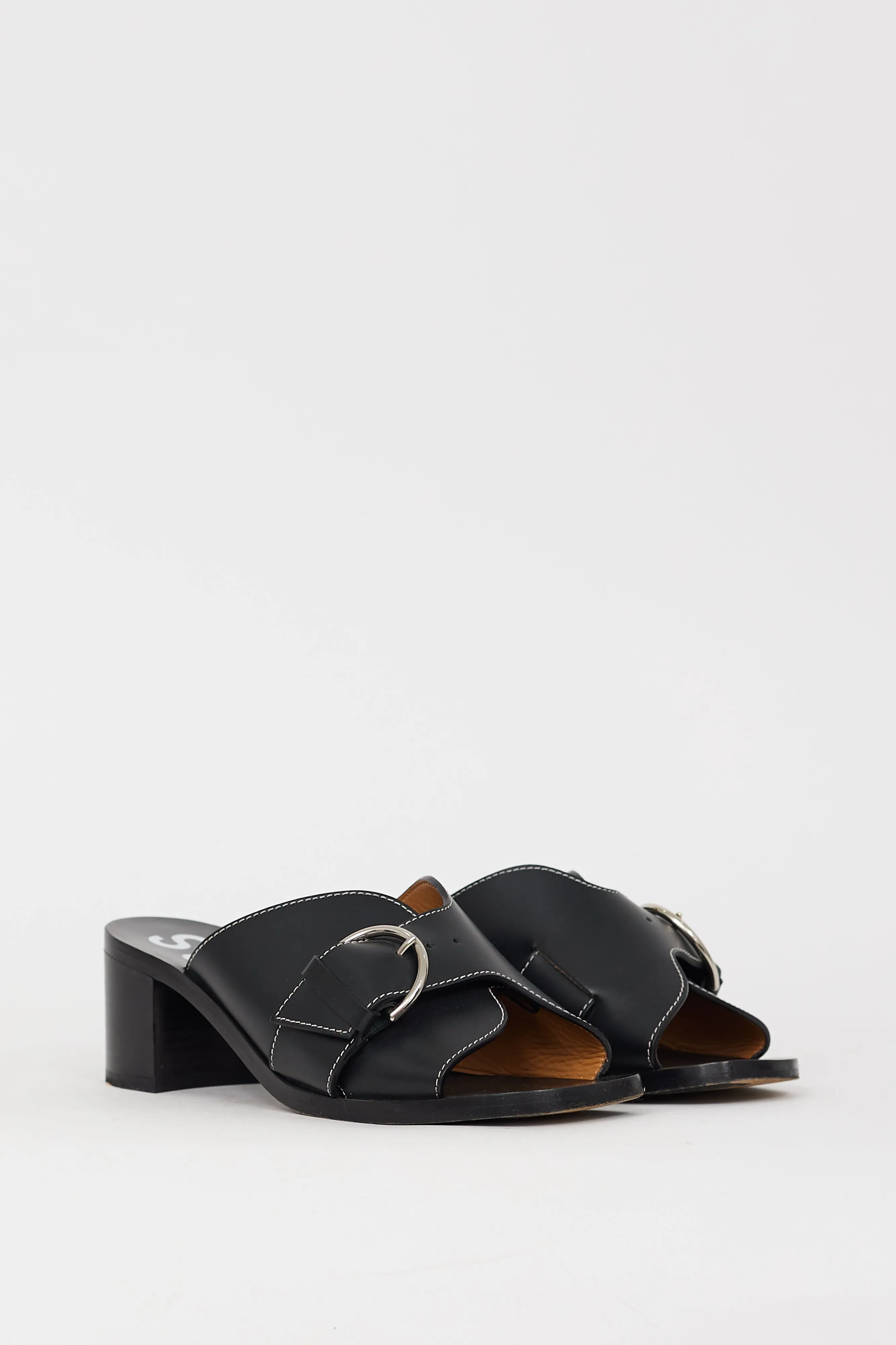 Black Leather Vikki Mule