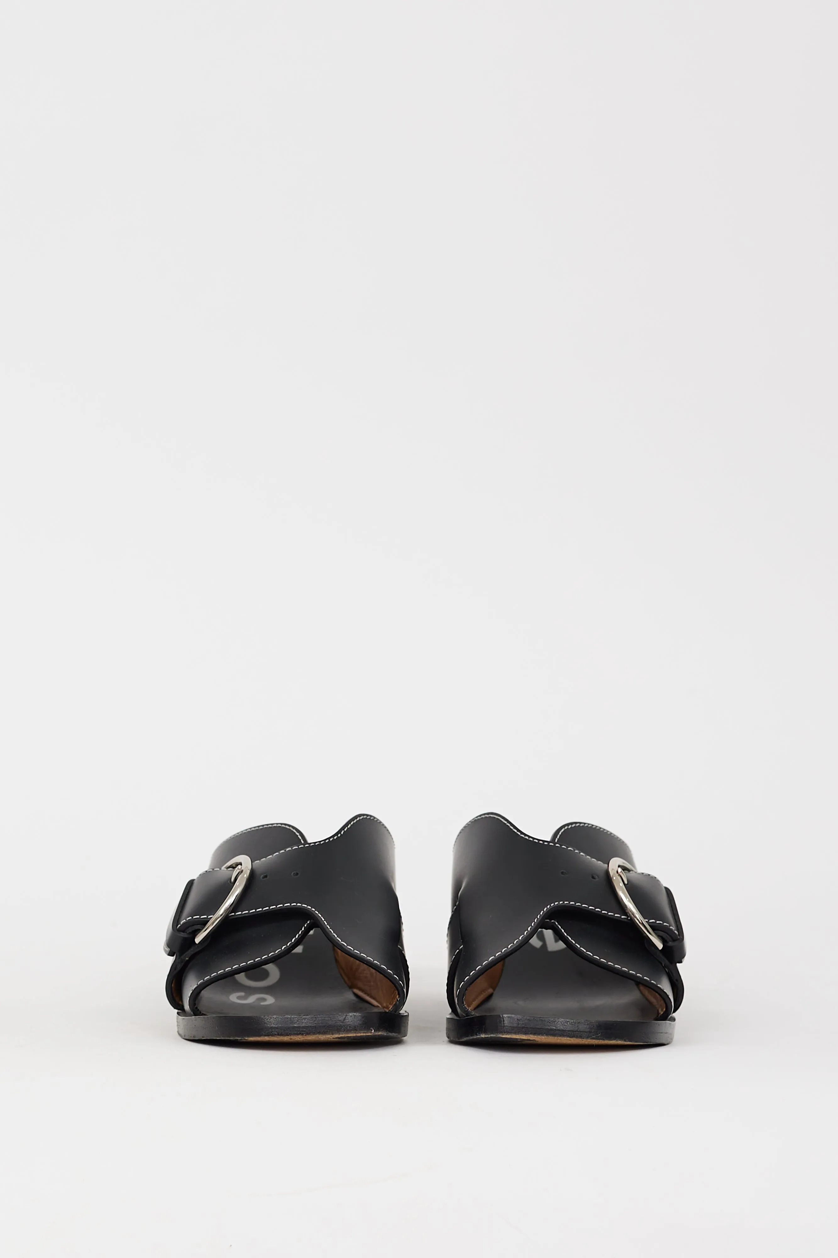 Black Leather Vikki Mule