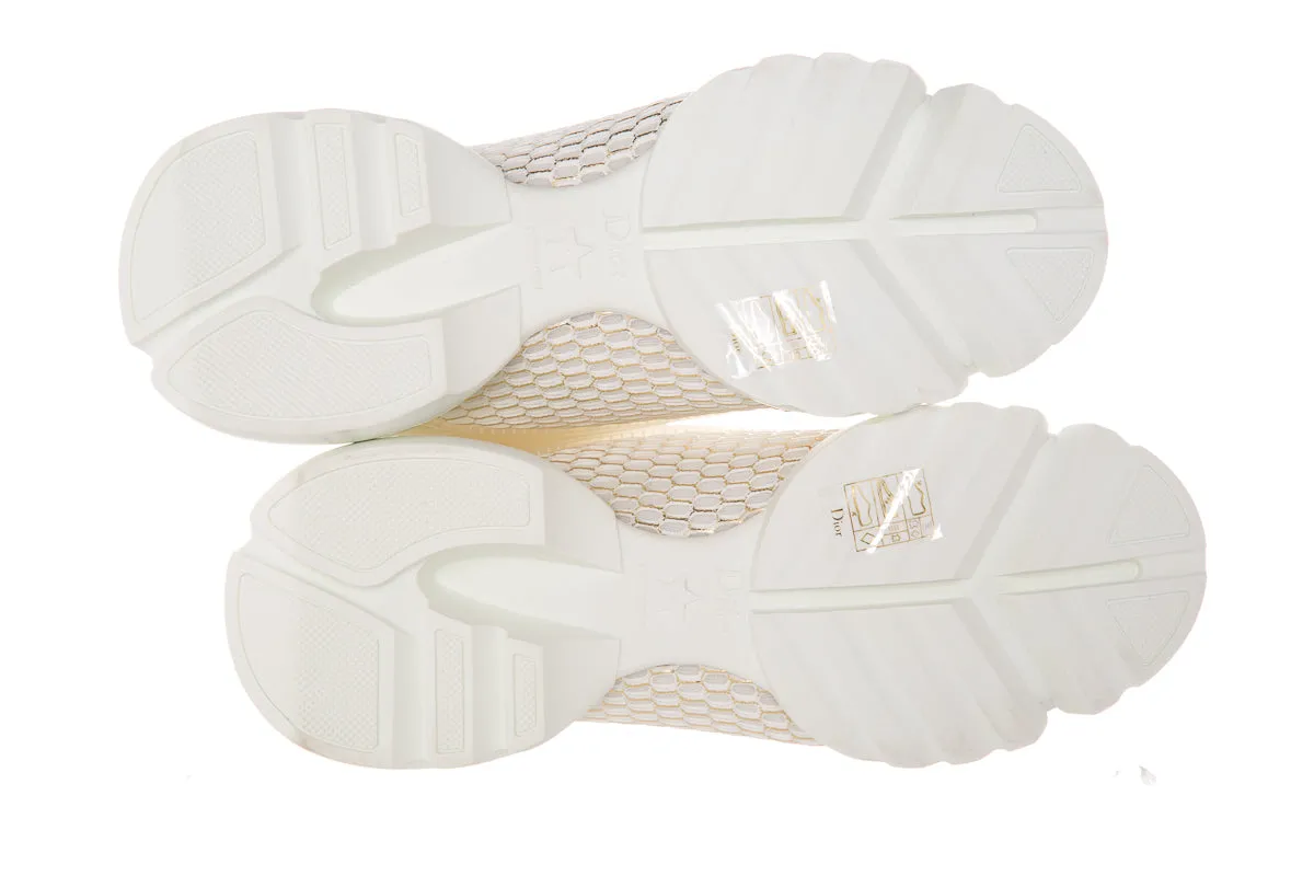 Christian Dior White & Gold D-Connect Sneakers SZ 35