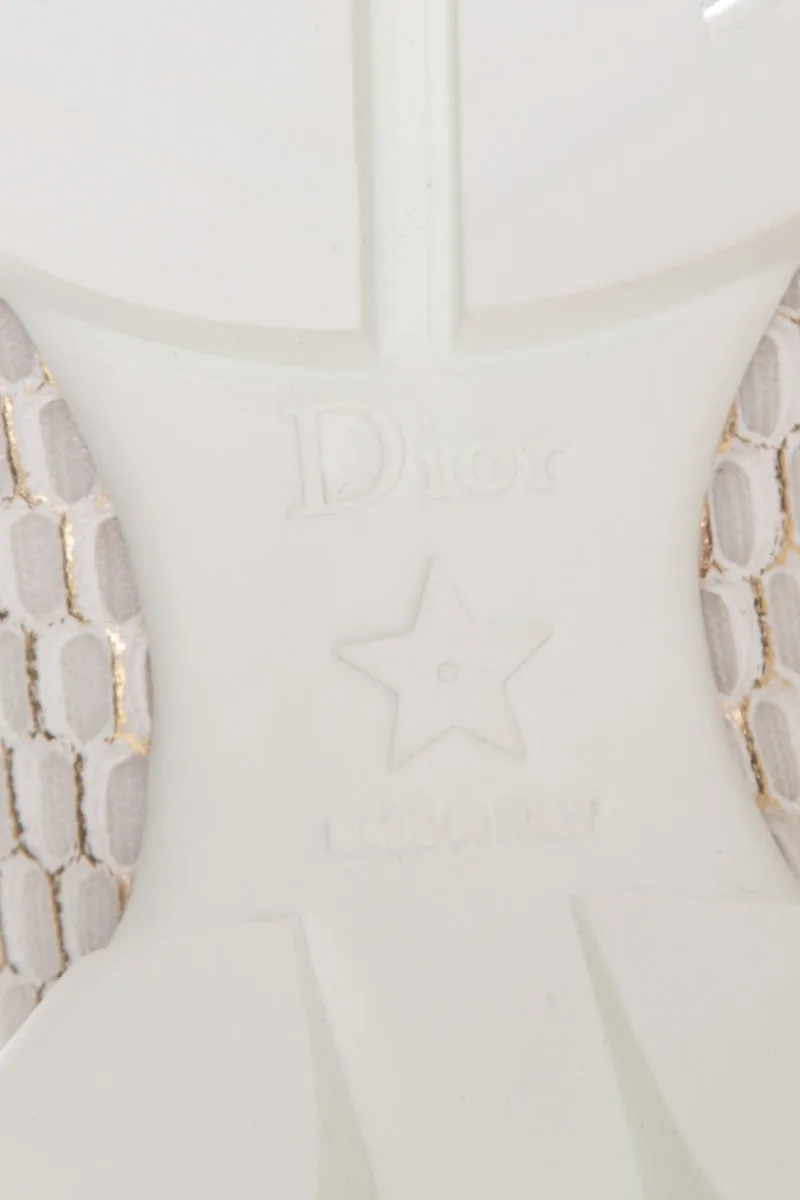 Christian Dior White & Gold D-Connect Sneakers SZ 35