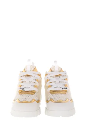 Christian Dior White & Gold D-Connect Sneakers SZ 35