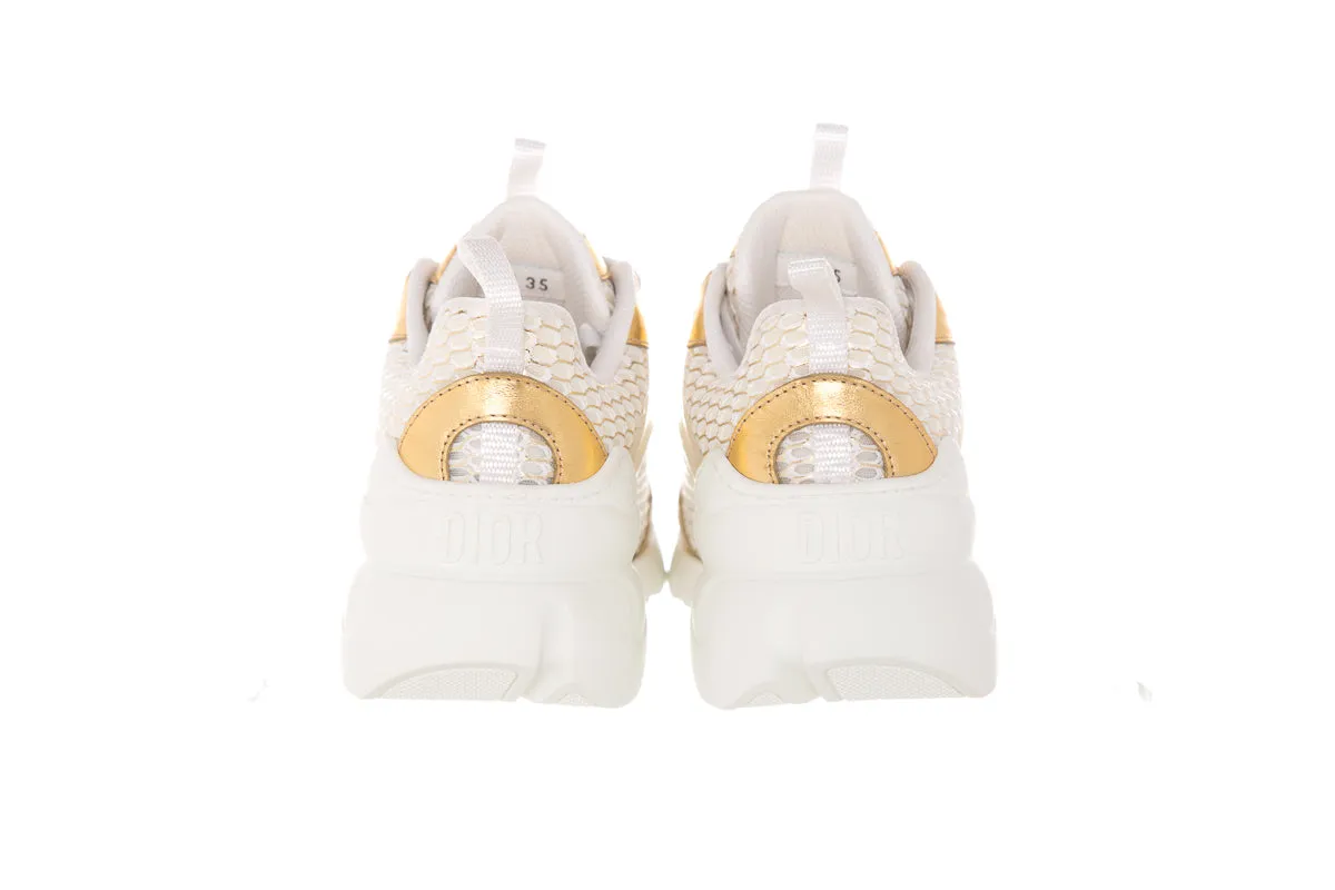 Christian Dior White & Gold D-Connect Sneakers SZ 35