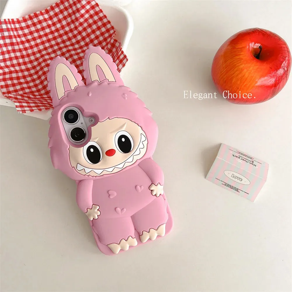 Cute 3D Labubu Soft Protective Phone Case Cover for iPhone