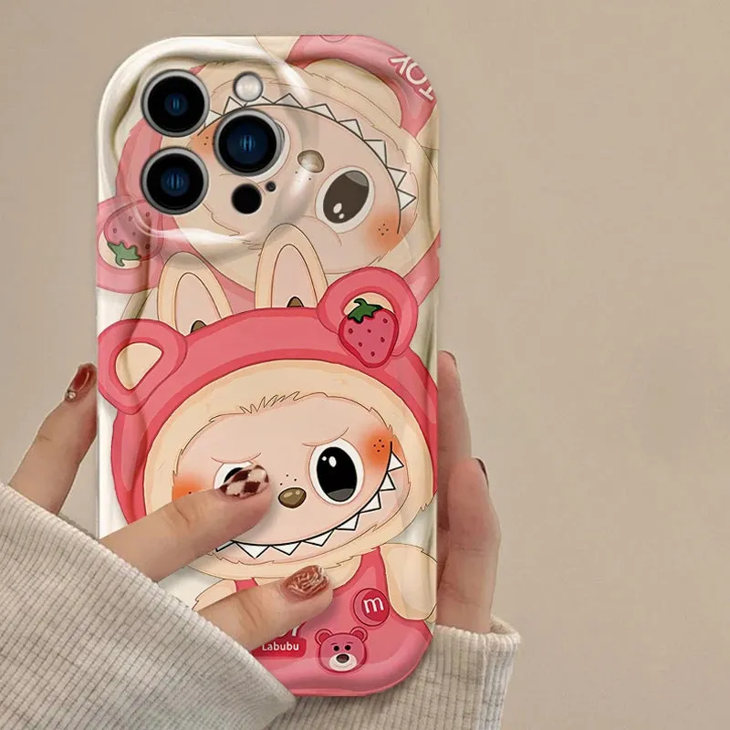 Cute Lovely Labubu 3D Wave Case Protective Phone Case Cover for iPhone