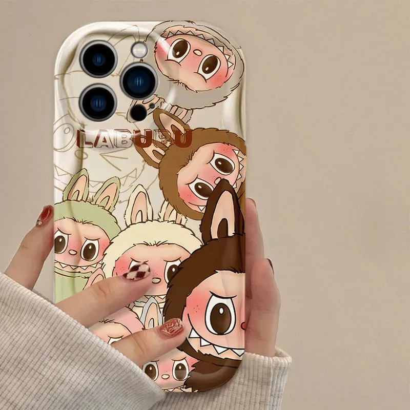 Cute Lovely Labubu 3D Wave Case Protective Phone Case Cover for iPhone