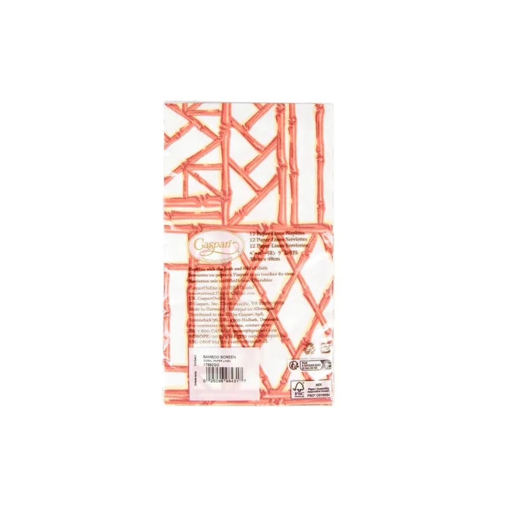 Dinner/Guest Paper Linen Napkins - Bamboo Screen Coral