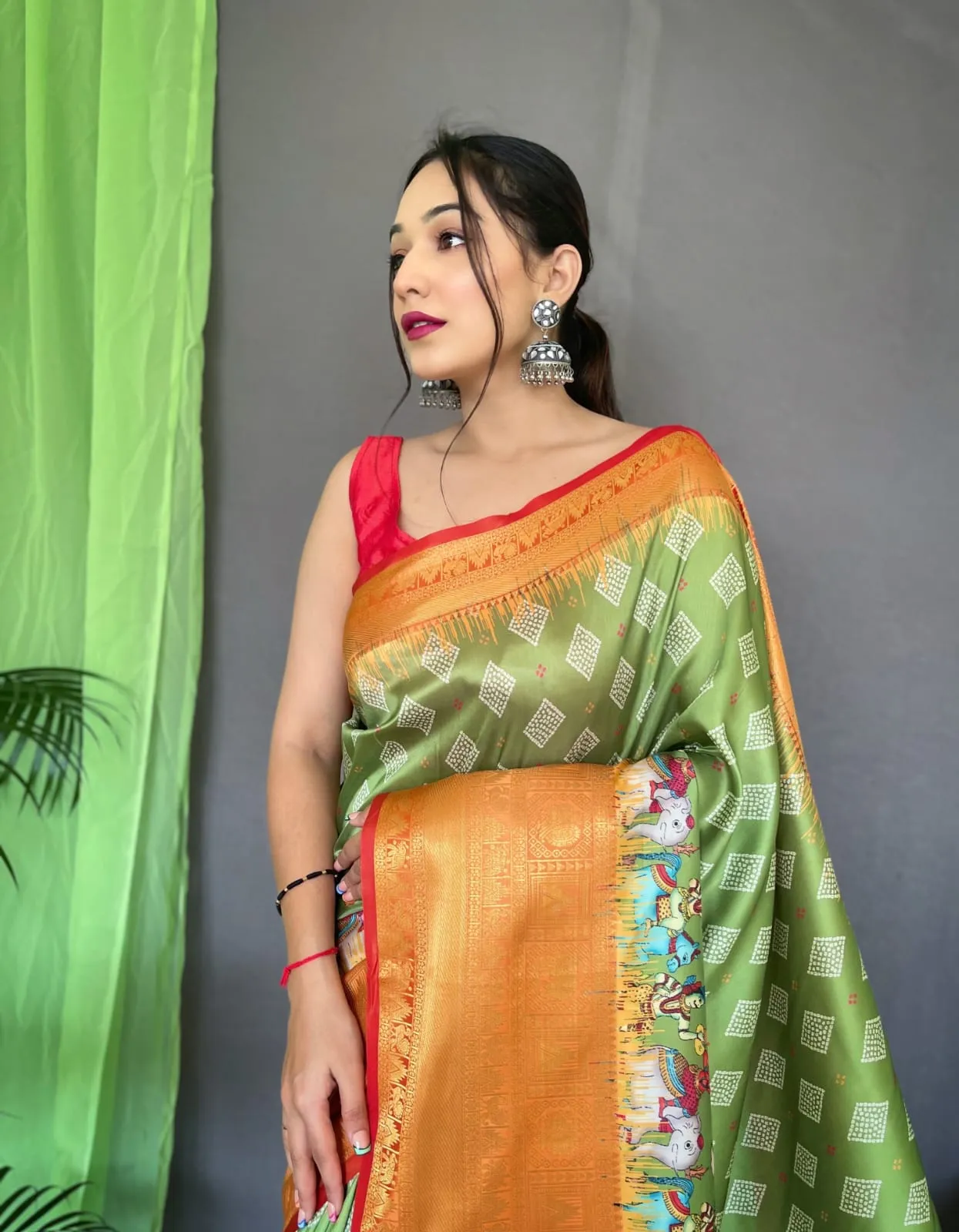 Pure kanchipuram Kalamkari Digital printed saree