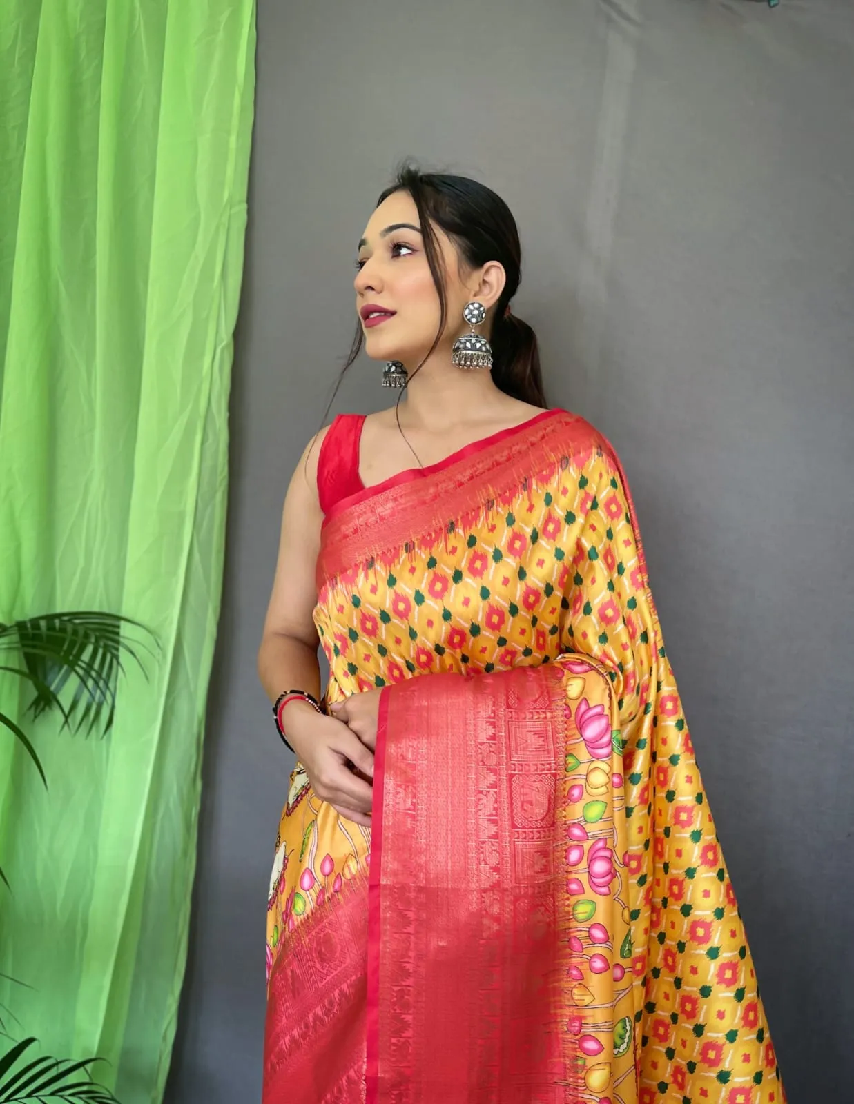 Pure kanchipuram Kalamkari Digital printed saree