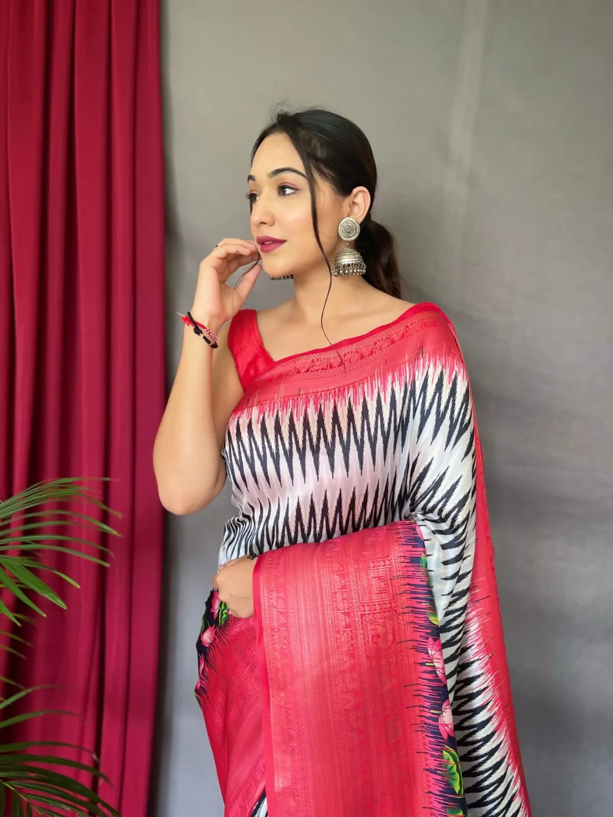 Pure kanchipuram Kalamkari Digital printed saree