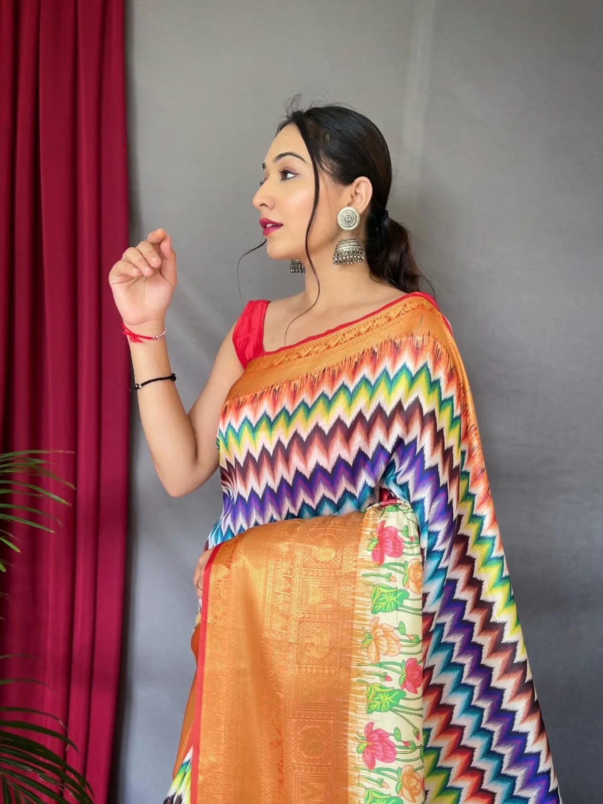 Pure kanchipuram Kalamkari Digital printed saree