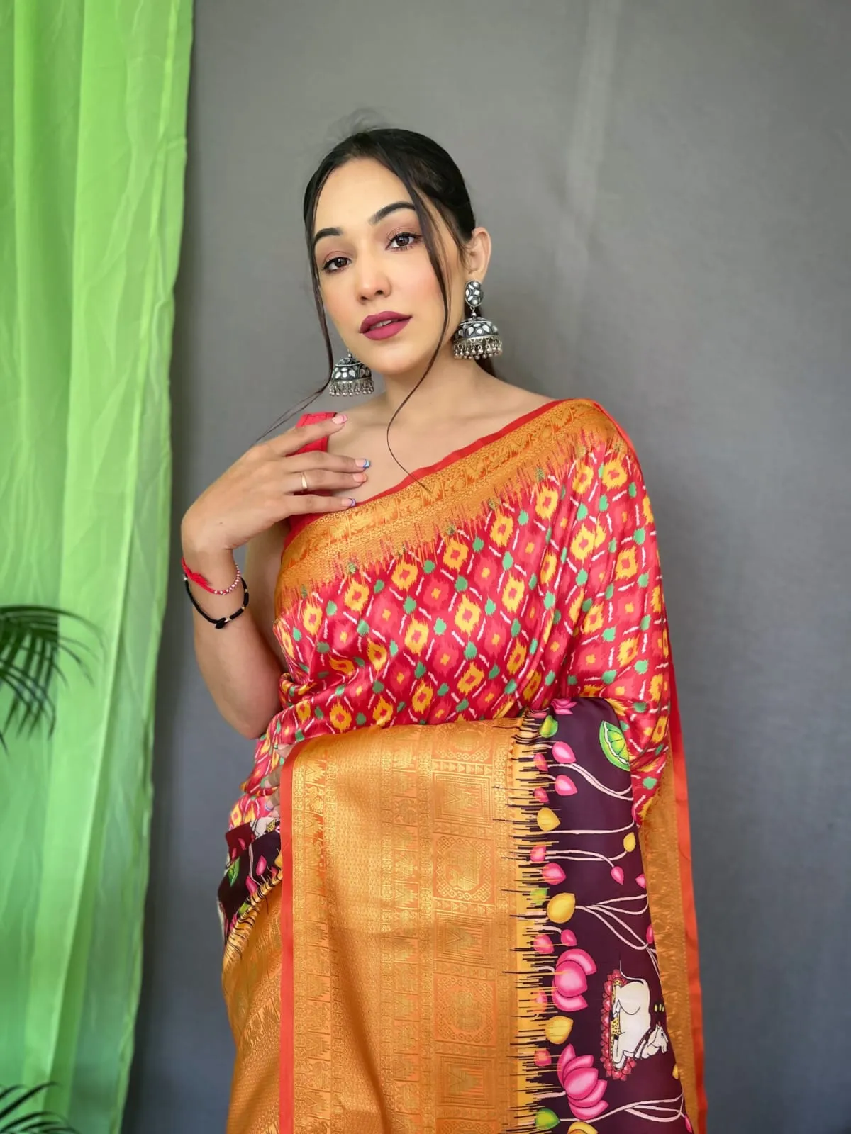 Pure kanchipuram Kalamkari Digital printed saree