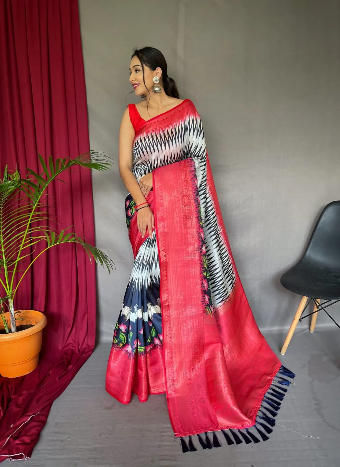 Pure kanchipuram Kalamkari Digital printed saree