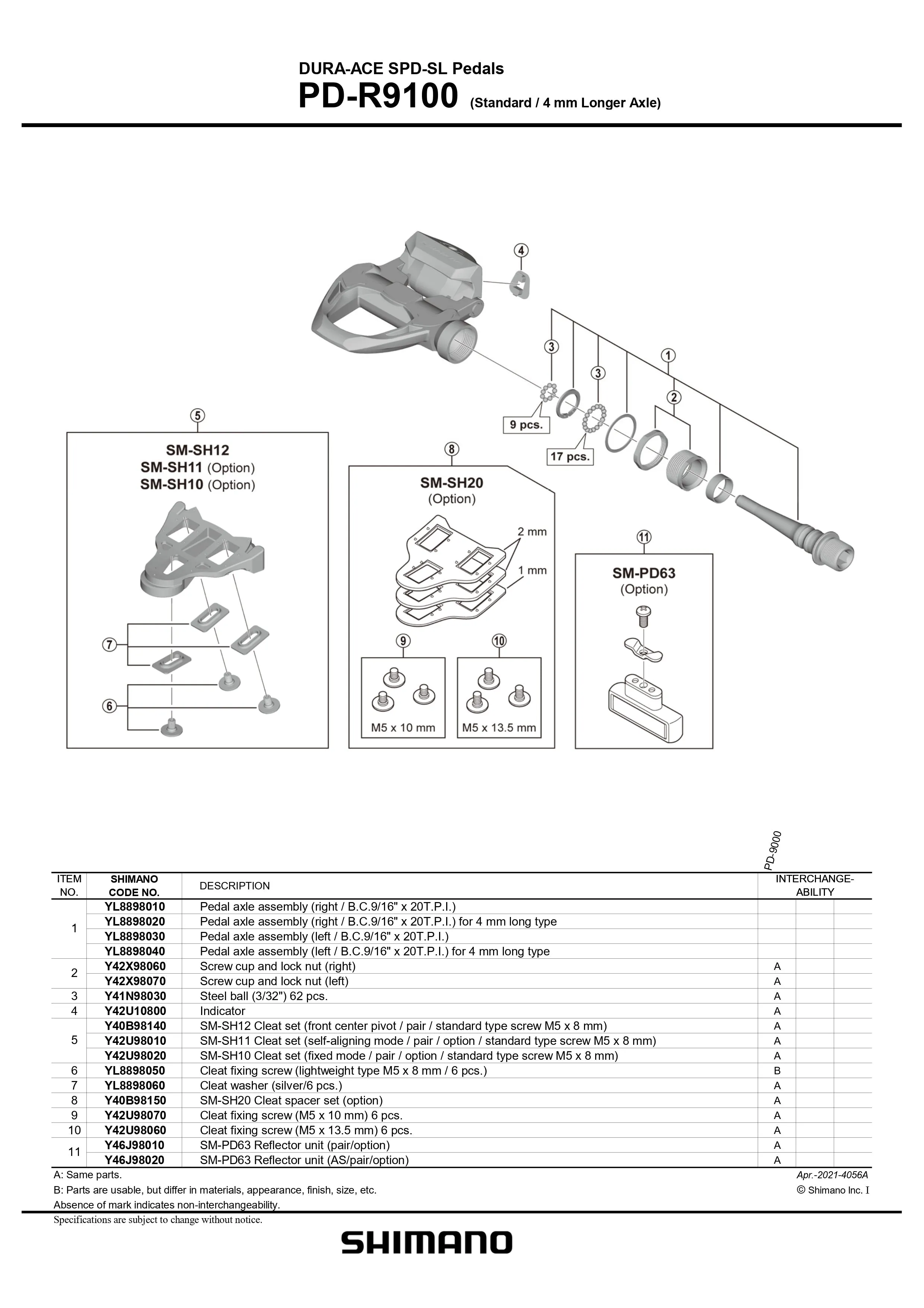 SHIMANO Dura-Ace PD-R9100 SPD-SL Road Pedals with Cleat
