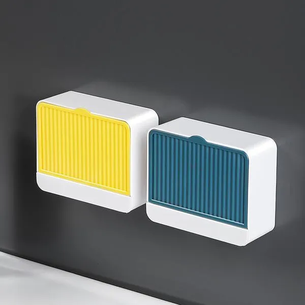 Wall-Mounted Soap Holder, with Built-in Drainer & Basin, for Bathroom & Kitchen